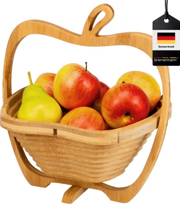 Immagine prodotto di cesto di frutta pieghevole bremermann / design a mela in bambù / circa 26,7 x 30 x 22,5 cm