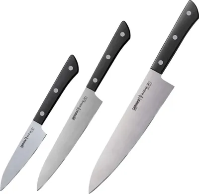 Image de SAMURA Harakiri Set de 3 couteaux. manche noir
