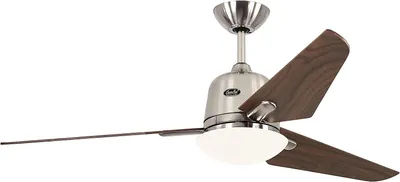 Zdjęcie produktu dla Energooszczędny wentylator sufitowy z oświetleniem i pilotem Eco Aviatos 132 cm chromowany / orzech włoski
