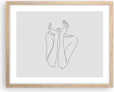 Produktbild von Gerahmtes Poster - Rahmen in heller Eiche - Träumerei Frau Skizze - 50x40 cm - Wand Bild - Wanddeko - Wandbilder - Kunstposter - Wandposter - Bilderrahmen - Bilder - Kunstdruck - P2NAA50x40-4414