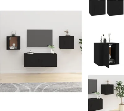 Produktbild von vidaXL TV-Wandschränke 2 Stk. Schwarz 40x34,5x40 cm -  TV-Möbel