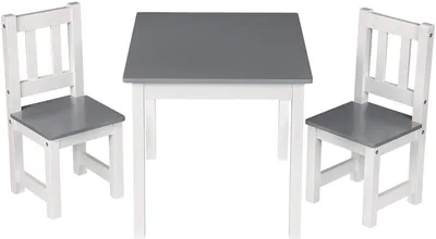 Produktbild von WOLTU Kindertisch mit 2 Stühlen, für Kinderzimmer Kindergarten, Kinder Tisch Stuhl Set : Weiß-Grau Farbe: Weiß-Grau