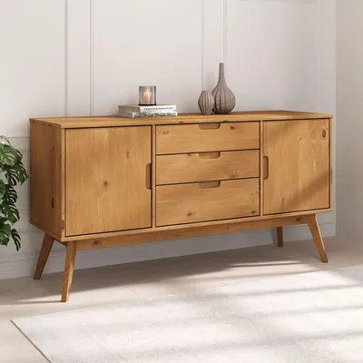 Produktbild von Sideboard TIVOLI skandinavischen Design gebeizt - Kommode aus Kiefer Massivholz, mit 2 Türen und 3 Schubladen, Buffetschrank Geschirrschrank