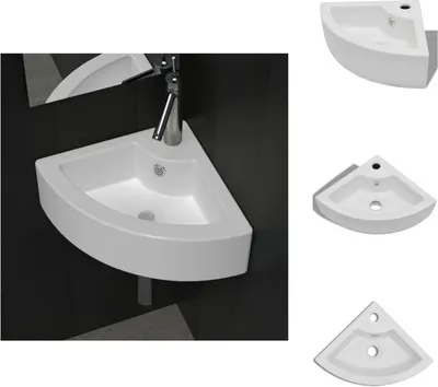 Obrázok produktu pre vidaXL Umývadlo s prepadom 45 x 32 x 12,5 cm biele - Umývadlo do kúpeľne