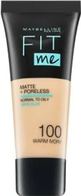 Image de Maybelline Fit Me ! Foundation Matte + Poreless 100 Warm Ivory Fond de teint liquide matifiant 30 ml