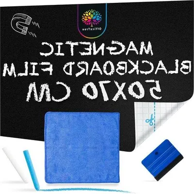 Productafbeelding van Famanu Magnetisch Bordenfolie, 50x70 cm - Inclusief krijtborddoek en wisdoek - Zwarte magnetische folie