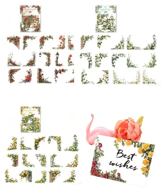 90 Blumen-Sticker, transparent, Vintage, für Scrapbooking & DIY