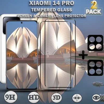 Produktbild von 2-Pack Xiaomi 14 Pro Displayschutzfolie und 2-Pack Objektivschutz aus 9H gehärtetem Glas
