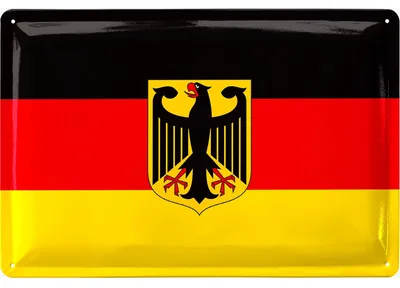 Produktbild von LANOLU Retro Blechschild Deutschland Flagge mit Adler, Souvenir Deutschland, Deutschlandfahne mit Bundesadler 20x30cm