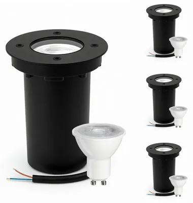 Immagine prodotto di Faretto da incasso esterno - Acciaio inossidabile - IP67 - GU10 - Nero - Set da 4