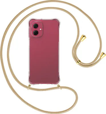 Produktbild von Handykette Backcover-Schutzhülle mit Band (Metall goldfarben) für Motorola Moto G55 5G - caramel