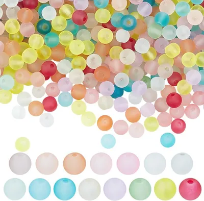 Produktbild von Glasperlen 6 mm, 800 Stück, blau, rosa, grün, orange, lila, für Schmuckherstellung