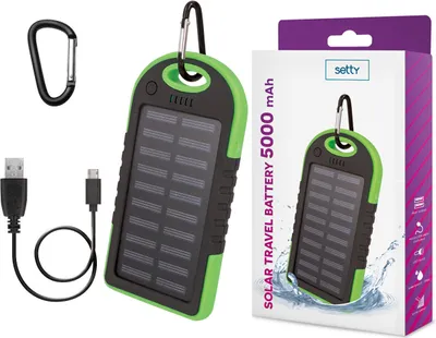 Produktbild von Solar-Powerbank Setty 5000 mAh grün wasserdicht power bank