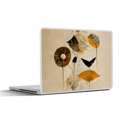 Produktbild von MuchoWow® Laptop Aufkleber Sticker Cover Blumen - Vintage - Pflanzen - Gold 32.5x23.5 cm - Sticker für Laptop - Selbstklebend