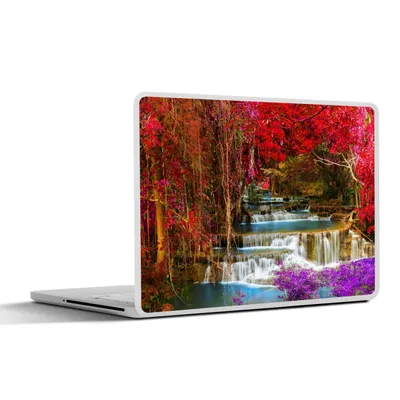 Produktbild von MuchoWow® Laptop Aufkleber Sticker Cover Wasserfall - Rosa - Bäume 25x18 cm - Laptop-Deko