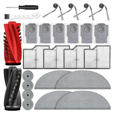 Taipintee 19 stuks reserveaccessoires voor Ecovacs Deebot T20 Omni, reserveonderdelen voor robotstofzuiger, 1 rolborstel, 8 zijborstels, 2 HEPA- filters, 4 reinigingsdoeken, 3 stofzakken, 1 kleine