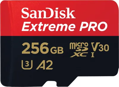 Obrázek produktu pro SanDisk 256GB Extreme Pro microSDXC, 256 GB, MicroSDXC, Třída 10, Class 3 (U3), V30, Odolný proti nárazům, Odolnost proti výkyvům teplot, Voděodolný