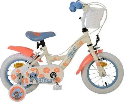 Produktbild von Disney Stitch Kinderfahrrad - Mädchen - 12 Zoll - Zwei Handbremsen - Creme-Korallenblau