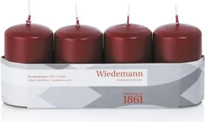 Produktbild von INNA-Glas Adventskerzen JENARO, 4 Stück, bordeaux, 8 cm, Ø5 cm, 18h - Germany - Weihnachtskerzen