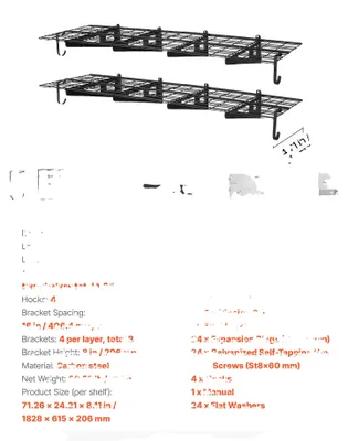 Produktbild von Wandgarage Regalsystem, Schwerlast, 2-stufiges Design, 24x72inch