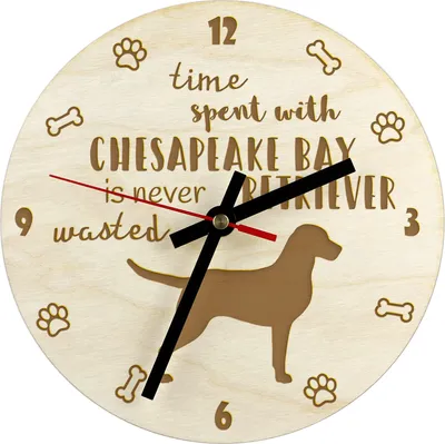 Image de Chesapeake Bay Retriever - horloge avec chien, horloge en bois gravée, horloge personnalisée Art-Dog