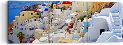 Produktbild von Bild auf Leinwand - Leinwandbild - Griechenland insel tourismus santorini - 90x30cm - Wand Bild - Wanddeko - Leinwanddruck - Bilder - Kunstdruck - Leinwand bilder - Wandkunst - CA90x30-2651