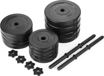 Obrázek produktu pro Gymtek Dumbbell® Set 40kg - 2x rukojeti činek - závaží: 4x 2kg, 4x 2,5kg, 4x 5kg - posilovací činky, sada činek pro silový trénink, fitness, cvičení