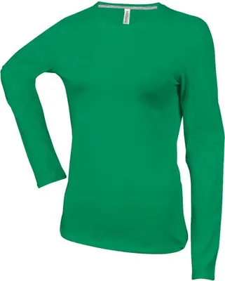 Produktbild von Kariban Damen Langarmshirt T-Shirt Longsleeve Shirt Baumwolle Rundhals, Größe:L, Farbe:Kelly Green