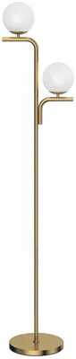 Produktbild von LED-Stehlampe, moderne Lampe mit 3 Farbtemperaturen, Glaskugelschirme und Fußschalter, Gold