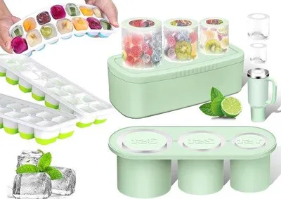 Immagine prodotto di Stampi in silicone per cubetti di ghiaccio grandi - riutilizzabili per tazze termiche