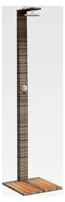 Produktbild von Gartendusche aus Poly Rattan mit Holzboden | PE-Rattan, Stahlrahmen, Akazie | 50x55x224 cm | Grau