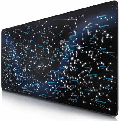 Obrázok produktu pre CSL Herná podložka pod myš XXL, 900 x 400 x 3 mm, podložka na stôl, umývateľná, protišmyková zadná strana, rýchlosť a presnosť, Nebeská mapa
