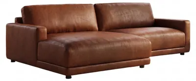 Produktbild von KAWOLA Sofa MARLIN Ecksofa Lederfaserstoff cognac Longchair links, KI-generiertes Bild