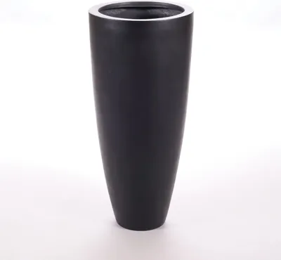 Produktbild von Elegant Einrichten | Pflanzkübel | Fiberglas | rund konisch | D38xH80cm | elegant schwarz-matt.