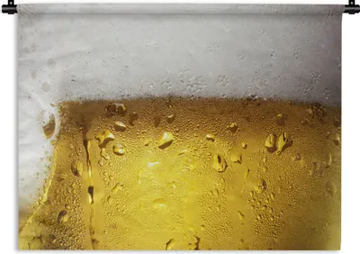 Produktbild von MuchoWow® Wandteppich Wandbehang Überfülltes Bierglas mit Kondenswasser 150x112 cm Tapisserie Dekoration Wandtuch - Wanddecke - Wandteppiche
