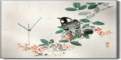 Produktbild von Leinwand Wanduhr Wandkunst Uhr 60x30 Malerei Asiatische Zweige Tier Vogel Kunst - weiße Hände