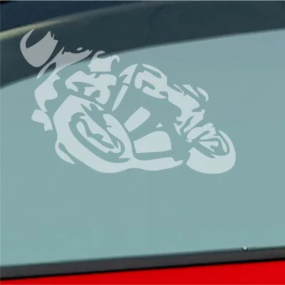Produktbild von Auto Aufkleber Motorrad Mopped Biker Moped 10x7 cm Milchglas Sticker Heckscheibenaufkleber