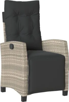Produktbild von vidaXL Gartensessel mit Fußteil Verstellbar Hellgrau Poly Rattan