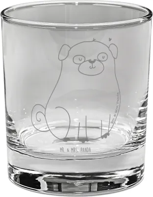 Produktbild von Mr. & Mrs. Panda Longdrinkglas Mops - Transparent - Geschenk, Cocktailglas, Glas, gravur, Vierbeiner, Hund, für Gin, Tumbler, Knuffig, Liebe, Tierliebhaber