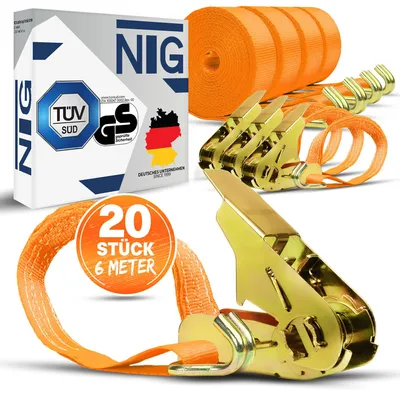 Produktbild von Spanngurt Zurrgurte 800 kg daN 4m 20Stück Ratschengurt 2 teilig, DIN Ratsche