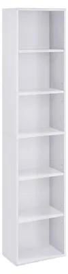 Zdjęcie produktu dla Biała regału z 6 przegródkami – szafka stojąca – płyta wiórowa – 40 x 24 x 178,5 cm