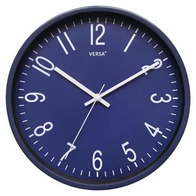 Wandklok, 30 cm, leise, blau, Polypropylen, dekorativ