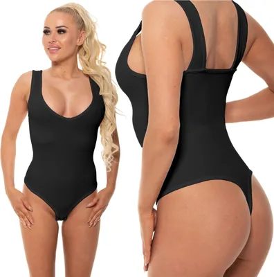 Produktbild von Damen Body mit gerippter Struktur in Schwarz, erhältlich in Größe L/XL