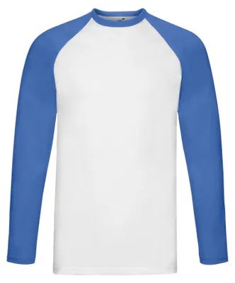 Produktbild von Fruit of the Loom - "Baseball" T-Shirt für Herren Langärmlig LT1783 (L) (Weiß/Königsblau)