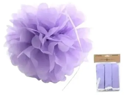 Image de Décoration en papier pompon violet 25 cm 3 pièces