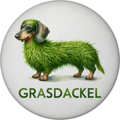 Produktbild von Grasdackel schwäbischer Dialekt Magnet mit Flaschenöffner rund
