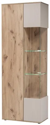 Produktbild von Vitrine "Cathlyn" in Eiche und Kaschmir, Vitrinenschrank 70 x 197 cm inklusive LED