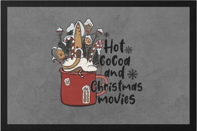 Produktbild von Hot Cocoa And Christmas Movies Fußmatte Weihnachten Weihnachtsfilme Christmas Movies Heilig Abend Kakao
