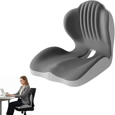 Produktbild von PolkaHome® Orthopädisches Sitzkissen mit Rückenlehne, Memory Foam, L-förmig, ergonomisch, für Ischias & Steißbein, Bürostuhl, Auto,