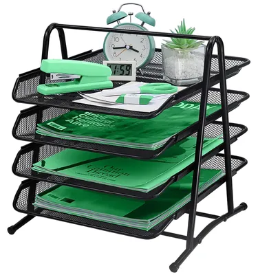 Imagen del producto de Organizador de escritorio metálico de 4 compartimentos